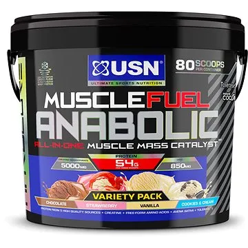 USN Muscle Fuel Anabolic Variety pack (Čokoláda, Jahoda, Vanilka a Cookies