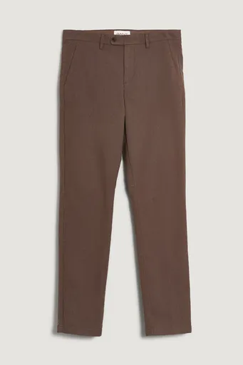 KALHOTY GANT SLIM COTTON HERRINGBONE PANTS RICH BROWN