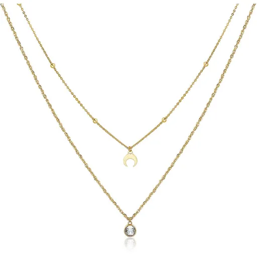 S'Agapõ Dvojitý pozlacený ocelový náhrdelník s ozdobami Aurora SAR08