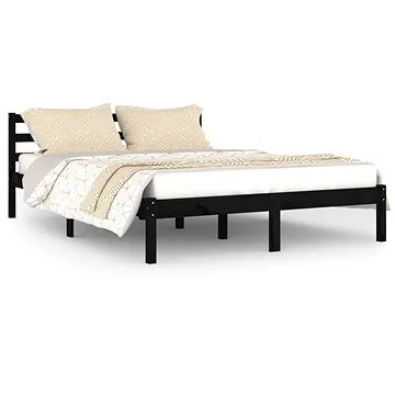 Rám postele masivní borovice 140 × 200 cm černý, 810434 (810434)