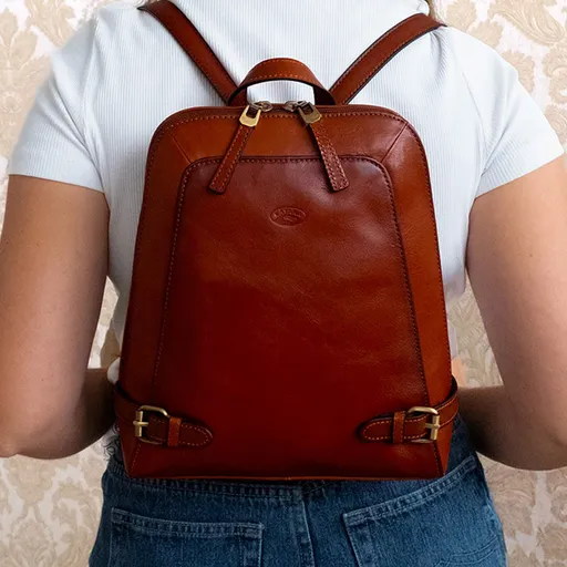 Dámský kožený batoh Katana Elisn - hnědá