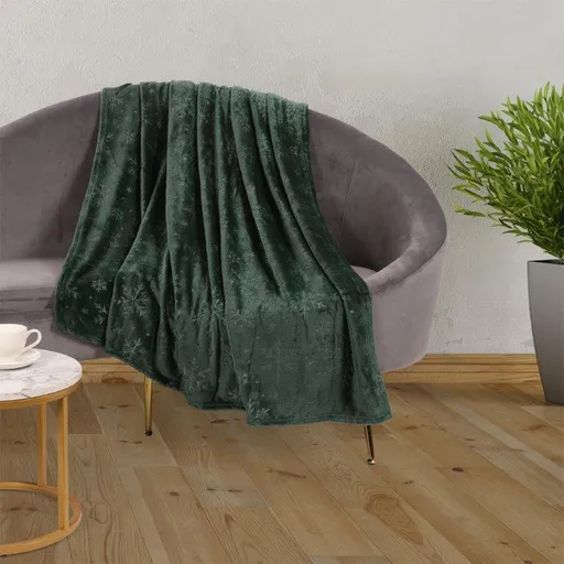 Mikroplyšová deka VLOČKY, zelená 140 x 200 cm