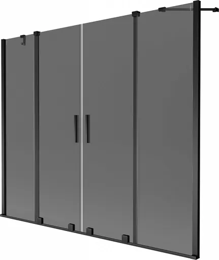 MEXEN/S Velar Duo dvoukřídlá posuvná vanová zástěna 180 x 150, grafit, černá 896-180-000-42-70