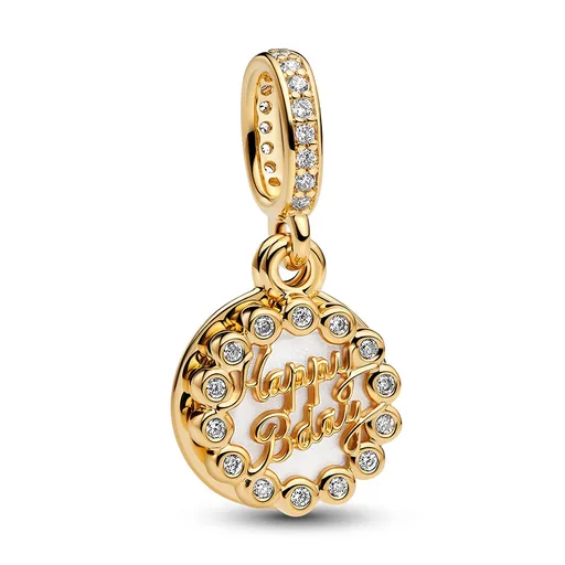 Pandora Pozlacený visací přívěsek Narozeninový dort Shine 763787C01