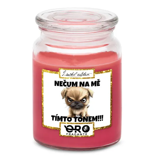 Svíčka Nečum na mě – pes (Vůně svíčky: Višně v čokoládě)