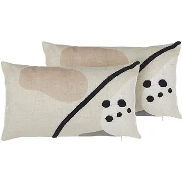 BELIANI, Sada 2 polštářů s abstraktním motivem 30 x 50 cm béžová OSTEOSPERMUM, 307783 (beliani_307783)