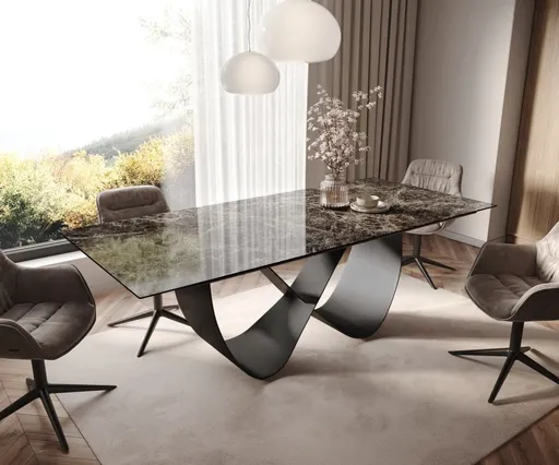 Jídelní stůl Edge 180-220x100 keramika Laminam® Emperador Extra