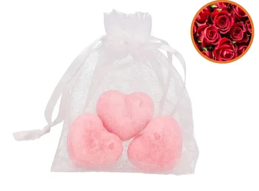 3ks jantarové vonné srdíčko v pytlíčku Amber Rose - 7*8 / 3*2,5 cm  daan kromhout