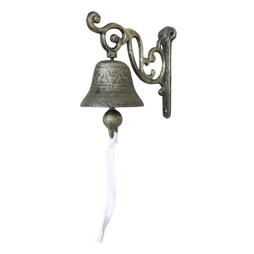 Bronzový antik litinový zvonek s ornamenty Brasso - 7*14*13 cm 64088213