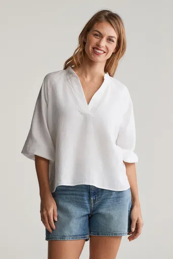 HALENKA GANT LINEN SS BLOUSE WHITE