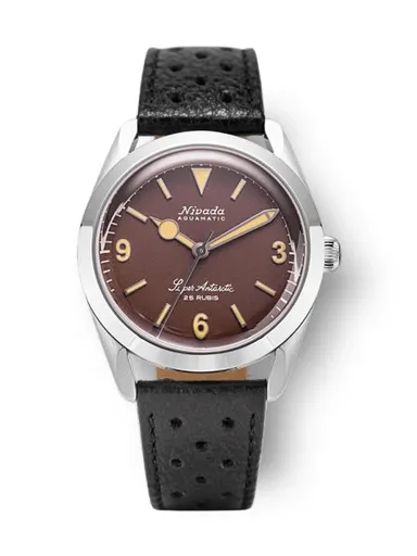 Nivada Grenchen Super Antarctic 3.6.9. Brown No Vintage Effect - Beige Luminous - Black Racing Strap