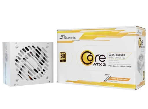 SEASONIC zdroj Core GX 650W White, 120mm, Plně modulární, 80+ Gold, ATX 3.1