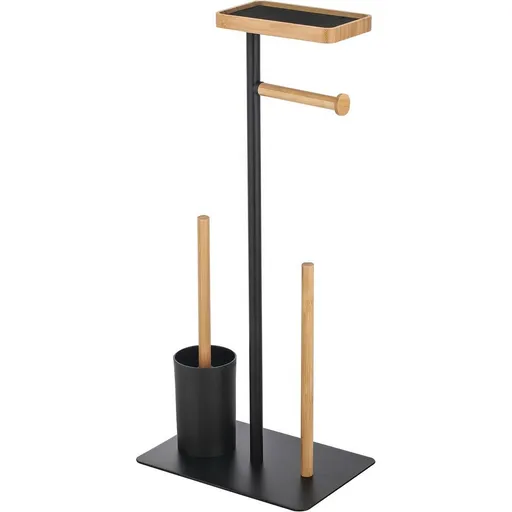 MSV Stojan na toaletní papír se štětkou a držákem Teiki 20 x 30 x 67 cm, černá