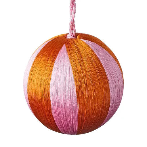 HANG ON Vánoční koule nitě 7 cm - oranžová/růžová