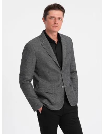 Pánské sako s nášivkami na loktech V5 OM-BLZB-0108 černá