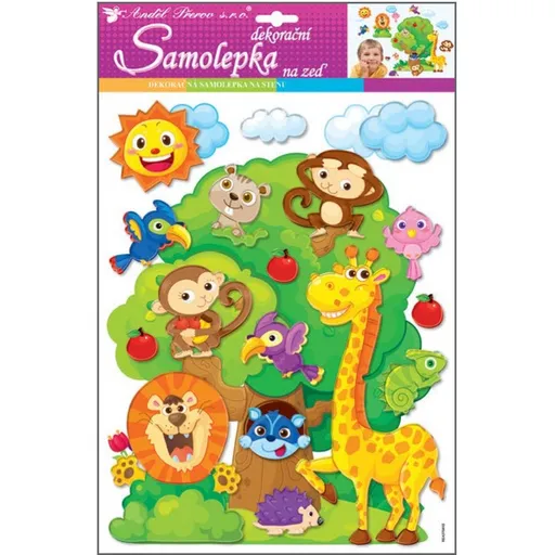 Samolepky na zeď strom se zvířátky plastické 48x28 cm