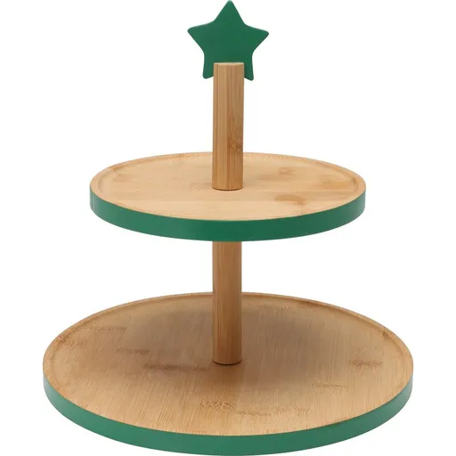 Bambusový etažér na cukroví 2 patra, zelená