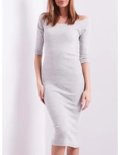 Dámské šaty na ramena KIERA světle šedé