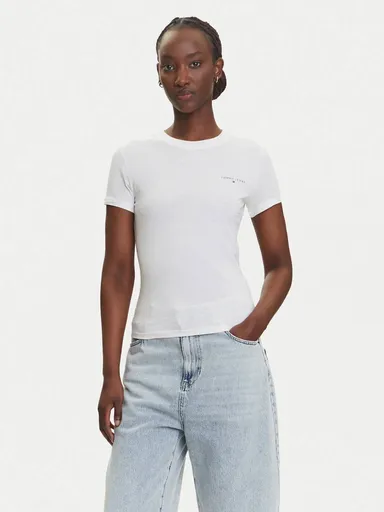 Tommy Jeans dámské krémové tričko DW0DW21164YBH XS