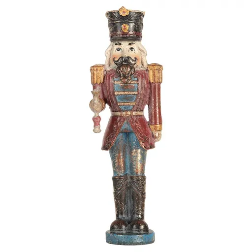 Modro-červená dekorace figurka Louskáček Nutcracker - 7*6*21 cm Clayre & Eef