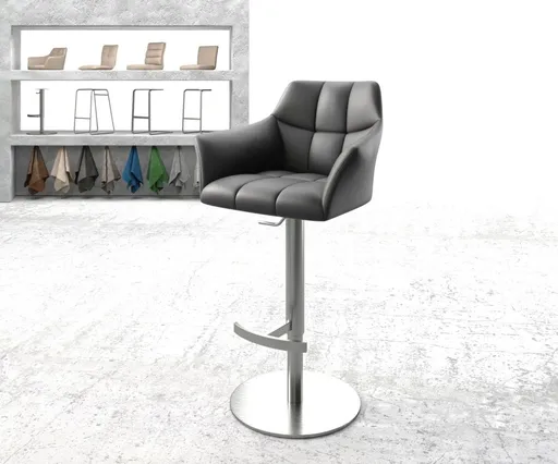 Barová židle Yulo-Flex pravá kůže černá otočná podnož výškově