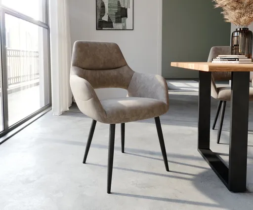 Jídelní židle Yago-Flex zúžená podnož černá mikrovlákno taupe