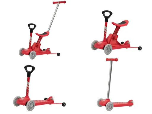 KidLand Dětská rostoucí koloběžka 4v1 KS-13358 červená