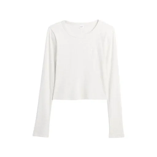 GAP V-JPN LS RIB TEE Dámské crop tričko, bílá, velikost