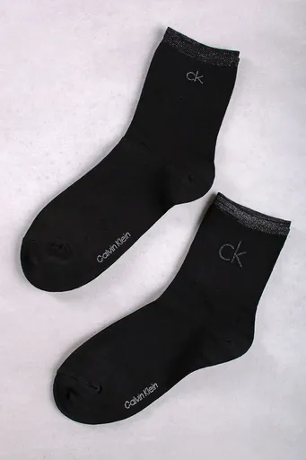 Černé ponožky CKJ Women Short Sock 2P Shiny Logo - dvojbalení