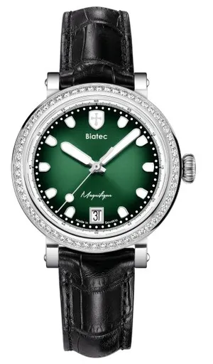 Biatec Magnifique 04 - Černý kožený řemínek se vzorem aligátora