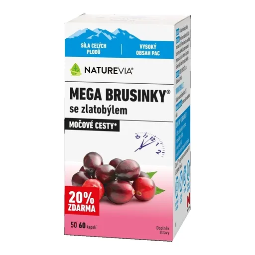 NatureVia Mega brusinky 60 kapslí