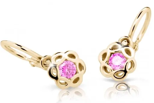 Cutie Jewellery Zlaté dětské náušnice C2179-10-X-1 růžová