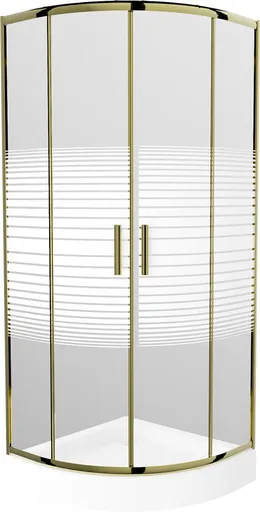 MEXEN/S Rio sprchový kout čtvrtkruh 70 x 70, pruhy, zlato + vanička Rio včetně výpustě 863-070-070-50-20-4710
