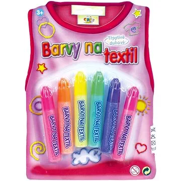 Barvy na textil třpytivé duhové 6ks (4895007215054)