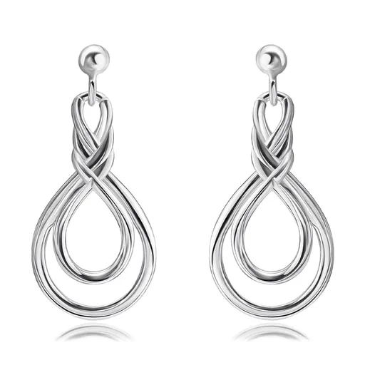 Náušnice ze stříbra 925 - dvojitá smyčka, propletená ramena, puzety