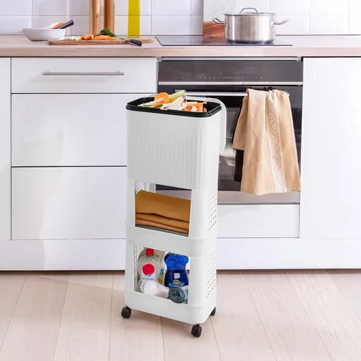 Die moderne Hausfrau Úklidový vozík se 2 policemi a odpadkovým košem