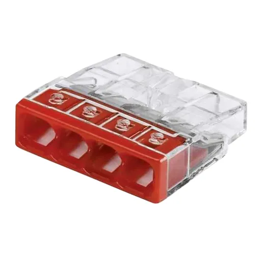 Svorka Wago 2273-204 4x0,5-2,5mm2 transparentní/červenáý