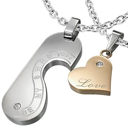 Ocelový přívěsek srdce a esíčko