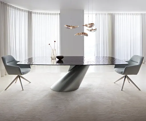 Jídelní stůl Edge Boot 240x120 Reliéfní sklo kouřově černé 3D