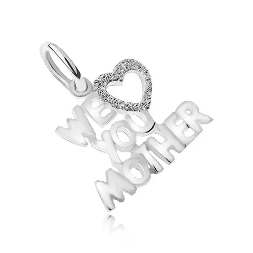 Přívěsek ze stříbra 925, vyznání lásky mamince, pískované srdce