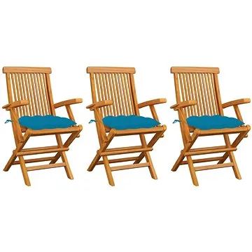 SHUMEE Křeslo zahradní se světle modrými poduškami,  teak 3062533 - 3ks v balení (3062533)