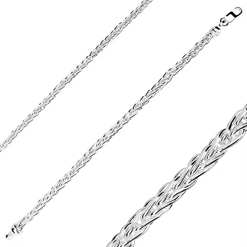 Stříbrný náramek 925 - lesklý povrch, motiv copu, karabinka