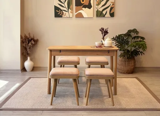 Jídelní set s rozkládacím stolem a židlemi (5 kusů) Vina Mini 05 0900 - Oak, Stone