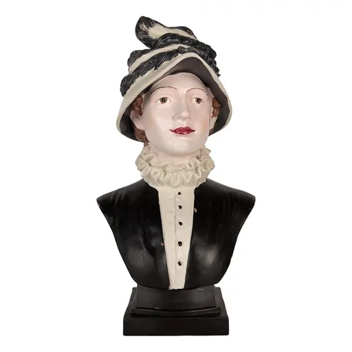 Béžovo-černá dekorace busta žena v obleku a klobouku - 27*21*48 cm Clayre & Eef
