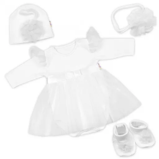 Baby Nellys Luxusní 4D slavnostní sada oblečení pro miminko Girl - bílá