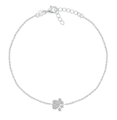 Brilio Silver Stříbrný náramek na nohu Tlapka se zirkony ANK109W