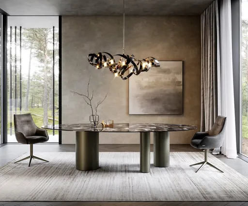 Jídelní stůl Edge Oval 280x130 keramika Iris FMG Agatablack