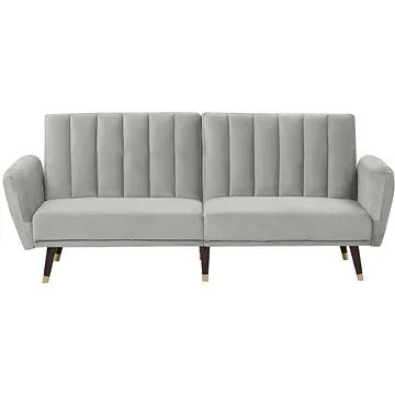 Rozkládací sametová BELIANI VIMMERBY světle šedá (beliani_191731)