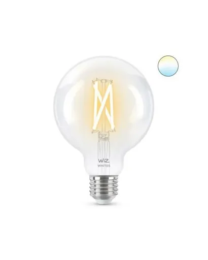 LED Žárovka WiZ Tunable White Filament 8718699786694 E27 G95 6,7-60W 806lm 2700-6500K, stmívatelná