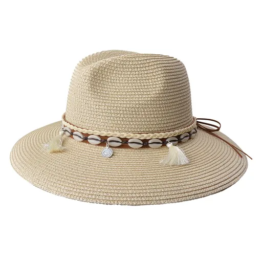 Béžový dámský klobouk s mušlemi Clayre & Eef